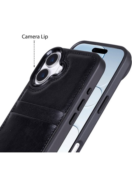 , Apple iPhone 17 Için, Hakiki Deri, El Yapımı Kartlıklı Kılıf, Iç Yüzeyi Kadife, Kömür Siyahı modelleri