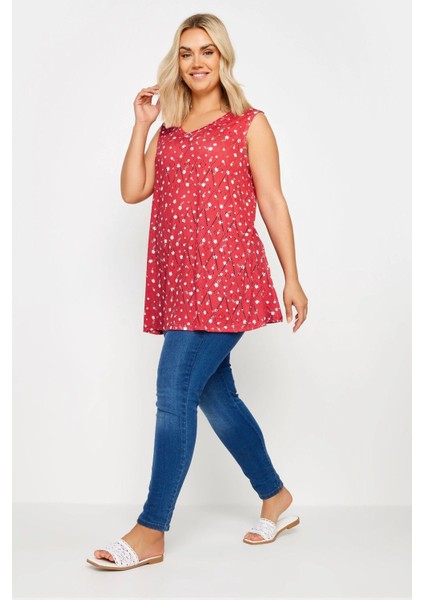 Büyük Beden V Yaka Dantel Detaylı Astarsız Sıfır Kollu Bluz 303247 fiyatları