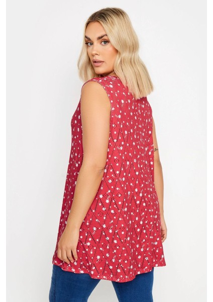 Büyük Beden V Yaka Dantel Detaylı Astarsız Sıfır Kollu Bluz 303247 indirimleri