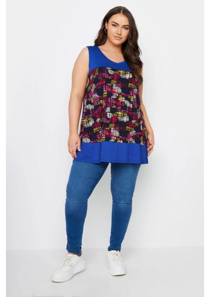 Büyük Beden Sıfır Kol V Yaka Desenli Likralı Bluz 303350 fiyatları
