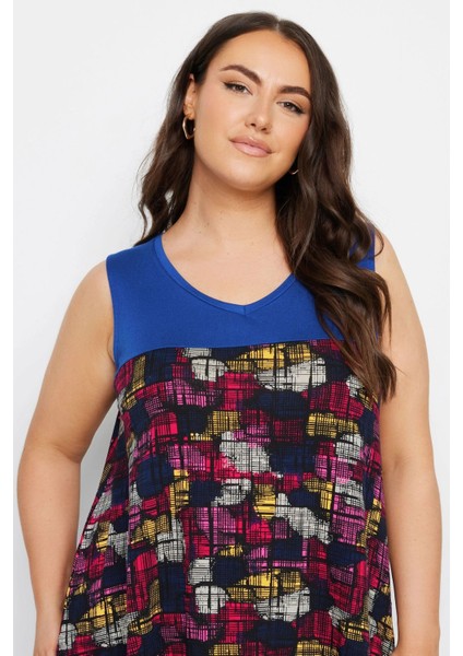 Büyük Beden Sıfır Kol V Yaka Desenli Likralı Bluz 303350 fırsatları