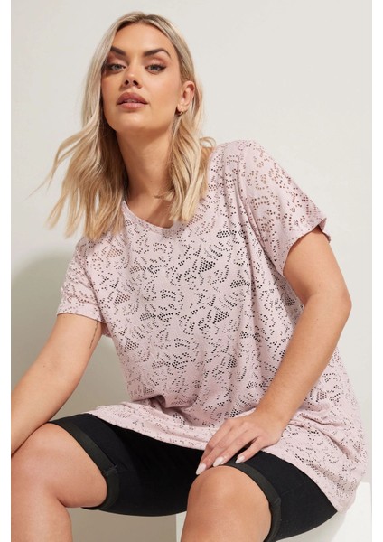 Büyük Beden V Yaka Kolsuz Astarsız Dantel T-Shirt 304090