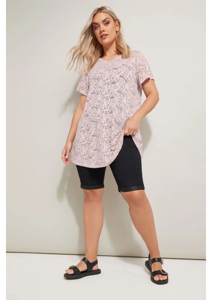 Büyük Beden V Yaka Kolsuz Astarsız Dantel T-Shirt 304090 fiyatları