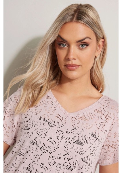 Büyük Beden V Yaka Kolsuz Astarsız Dantel T-Shirt 304090 fırsatları