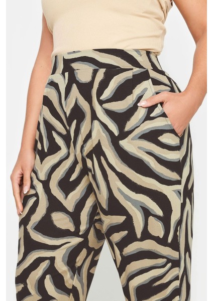 Büyük Beden Dar Paça Desenli Cepli Havuç Kesim Likralı Pantolon 143750 fırsatları