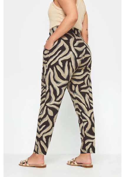 Büyük Beden Dar Paça Desenli Cepli Havuç Kesim Likralı Pantolon 143750 indirimleri