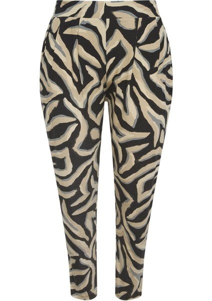 Büyük Beden Dar Paça Desenli Cepli Havuç Kesim Likralı Pantolon 143750