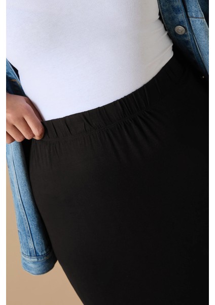 Büyük Beden Beli Lastikli Rahat Kalıp Cepsiz Streç Uzun Etek 160038 indirimleri
