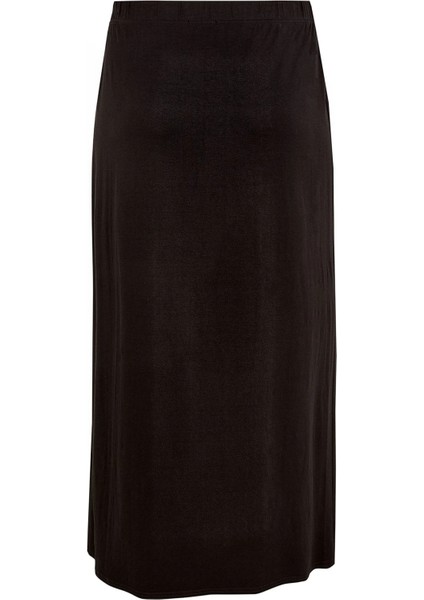 Büyük Beden Beli Lastikli Rahat Kalıp Cepsiz Streç Uzun Etek 160038