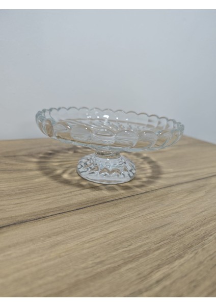 Enavm Ayaklı Cam Sunumluk Çerezlik ve Şekerlik 14,5X6CM Hurmalık Ayaklı Cam Lokumluk Sunumluk Kristal 1pcs fiyatları