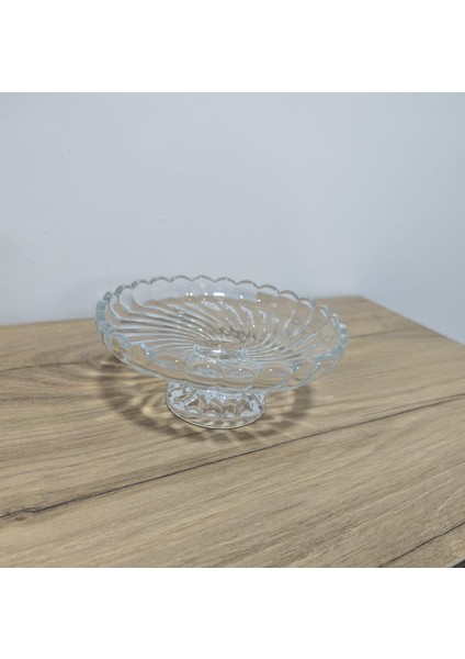 Enavm Ayaklı Cam Sunumluk Çerezlik ve Şekerlik 14,5X6CM Hurmalık Ayaklı Cam Lokumluk Sunumluk Kristal 1pcs modelleri
