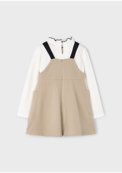 Kız Çocuk Elbise Tulum Takım 4914 Bej modelleri
