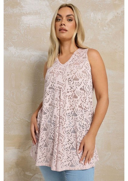 Büyük Beden V Yaka Sıfır Kol Astarsız Dantel Bluz 304103 fiyatları