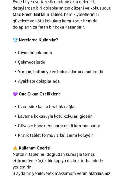 Naftalin Tablet 100 gr X 5 Adet modelleri