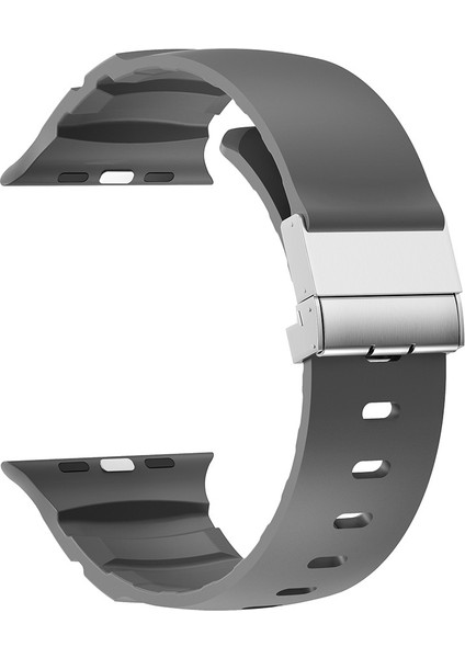 Apple Watch 6 (44MM) Uyumlu Metal Tokalı Silikon KORDON-145 Gri fiyatları