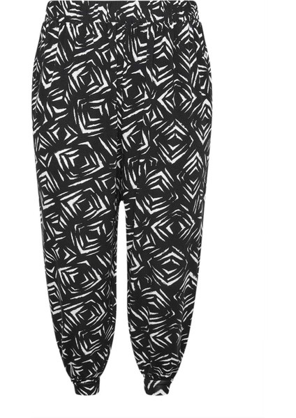 Büyük Beden Paçası Lastikli Likralı Esnek Kumaş Pantolon 145048