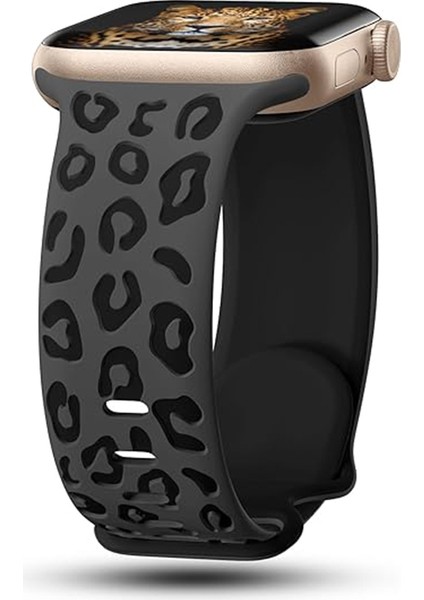 Apple Watch 7 (41MM) Uyumlu Desenli Silikon KORDON-140 Siyah