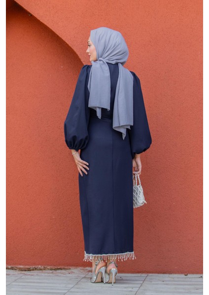 Kies Taş Püskül Detaylı Abiye-Laci modelleri