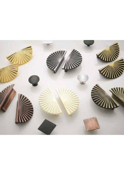 2'li Egesel Yelpaze 64 mm Mat Siyah Çekmece Kulp Mobilya Dolap Kulbu