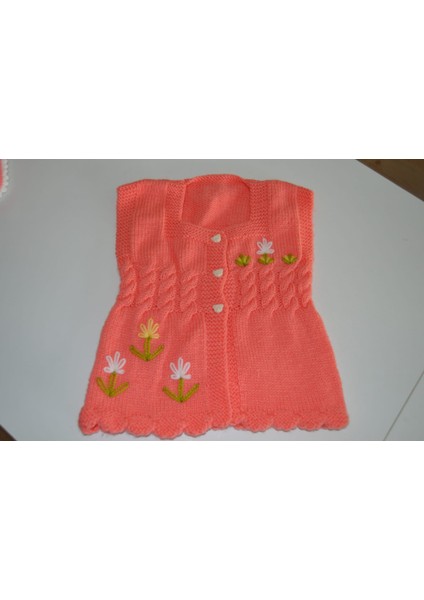 Bebek Yelek ve Patik Takımı – Pembe Çiçekli Desen 🌼