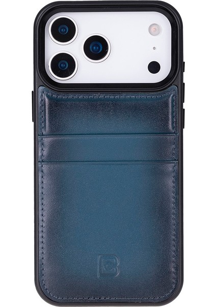 , Apple iPhone 17 Pro Max Için, Hakiki Deri, El Yapımı Kartlıklı Kılıf, Iç Yüzeyi Kadife, Gölgeli Mavi indirimleri