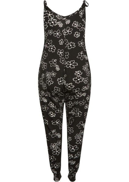 Büyük Beden Hamile Dar Paça Ip Bağlama Askılı Çiçek Desenli Maxi Tulum 158433