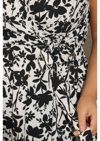 Büyük Beden V Yaka Sıfır Kol Önü Kuşaklı Desenli Bluz 322682 fırsatları