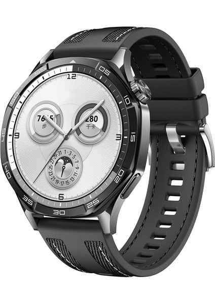 Huawei Watch Gt 2 (46MM) Uyumlu 22MM Dikiş Desenli Silikon KORDON-128 Siyah