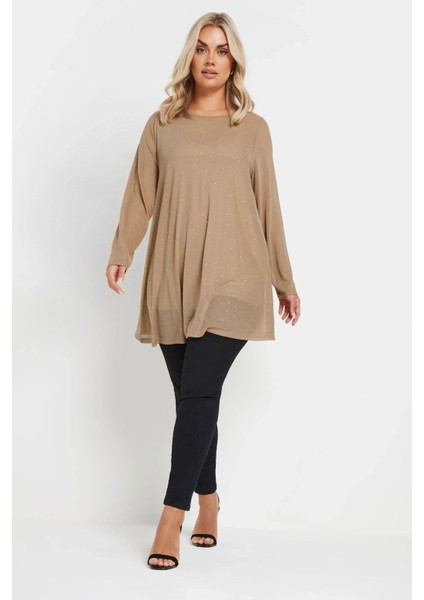 Büyük Beden Uzun Kollu Içi Astarlı Taş Işlemeli Bluz 303787 fırsatları