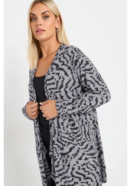 Büyük Beden Önü Kapamasız Uzun Kollu Asimetrik Kesim Ince Hırka 303692 fırsatları