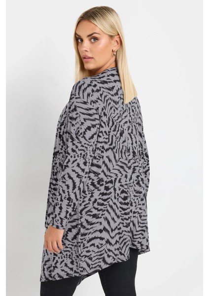 Büyük Beden Önü Kapamasız Uzun Kollu Asimetrik Kesim Ince Hırka 303692 indirimleri