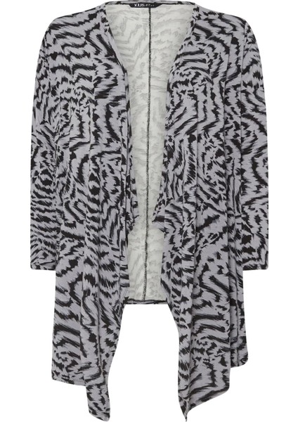 Büyük Beden Önü Kapamasız Uzun Kollu Asimetrik Kesim Ince Hırka 303692