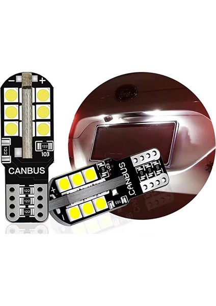 T10 LED Dipsiz W5W Canbus 24 Ledli Beyaz Park Plaka Ampul 2 Adet