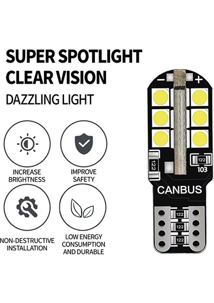 T10 LED Dipsiz W5W Canbus 24 Ledli Beyaz Park Plaka Ampul 2 Adet fiyatları