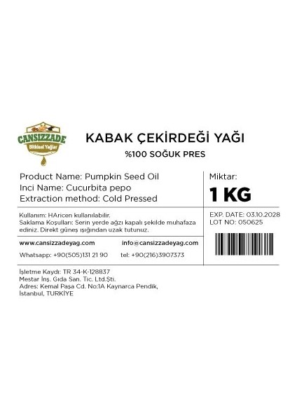 Kabak Çekirdeği Yağı 1 kg modelleri
