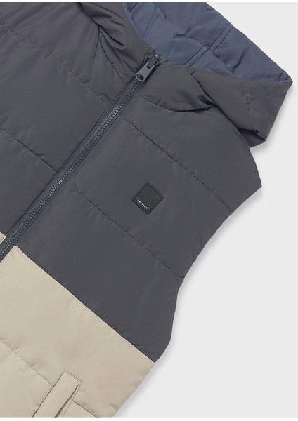 Erkek Çocuk Kapüşonlu Dolgulu Çift Taraflı Yelek 7306 Gri modelleri