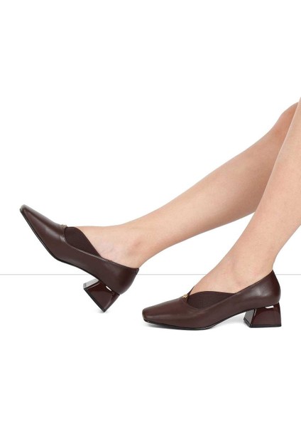 Kadın Kahverengi Tokalı Kalın Topuklu Deri Klasik Ayakkabı fiyatları