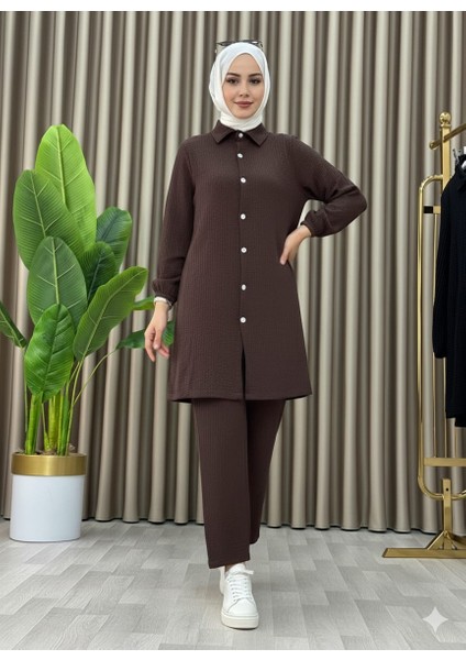 Tesettür Günlük Rahat Ikili Düğmeli Tunik Pantolon Takım