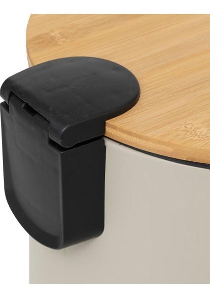 30 L Metal Pedallı Çöp Kovası Bej | Bambu Kapak, Yavaş Kapanma, Kolay Temizlik Çıkarılabilir Yıkanabilir İç Sepet fırsatları