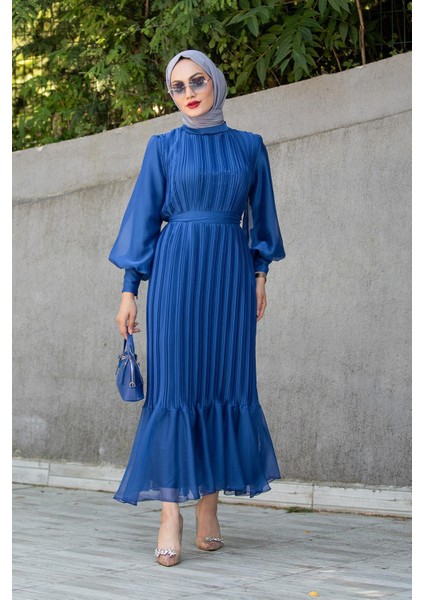 Mindy Drapeli Özel Gün Elbisesi-Sax indirimleri