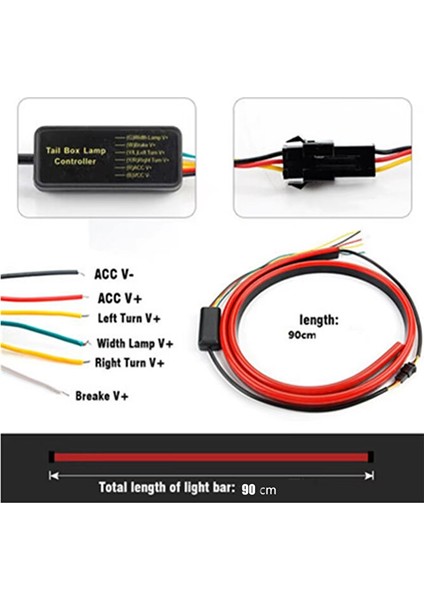 Oto Araç Arka Cam Içi 90CM Kayar LED Stop Lambası Fonksiyonlu Arka Stop LED modelleri