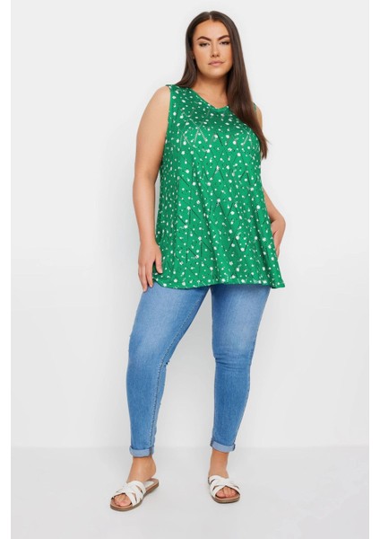 Büyük Beden V Yaka Dantel Detaylı Astarsız Sıfır Kollu Bluz 303246 fiyatları