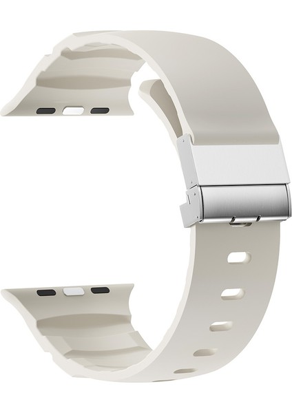 Apple Watch 8 (45MM) Uyumlu Metal Tokalı Silikon KORDON-145 Starlight fiyatları