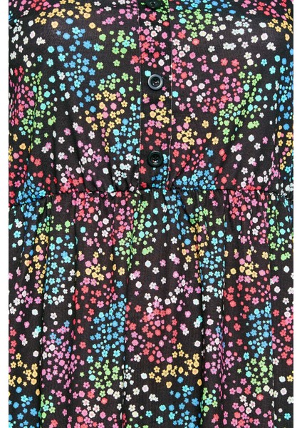 Büyük Beden Düğme Detaylı Kare Yaka Desenli Esnek Bluz 215848 indirimleri