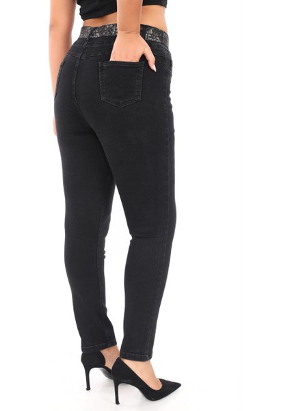 Büyük Beden Kadın Leopar Baskı Toparlayıcı Yüksek Bel Beli Lastikli Dar Paça Pantolon modelleri