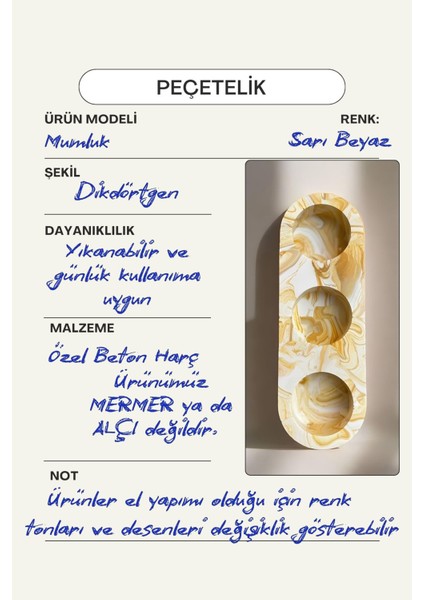 El Yapımı Sarı Mermer Desenli Beton Tealight Mumluk | Şamdan ve Dekoratif Masa Mumluğu fırsatları