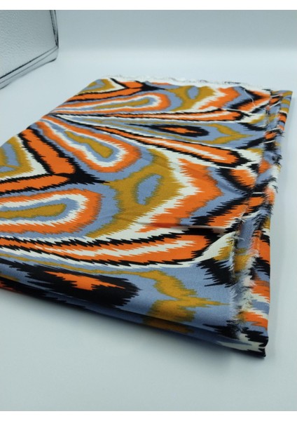 Canlı Ikat Desenli Pamuk-Viskoz Kumaş – Yumuşak, Nefes Alabilir ve Dökümlü | Elbise, Kimono, Etek, Bluz ve Gömlek Için | 150 cm Genişlik