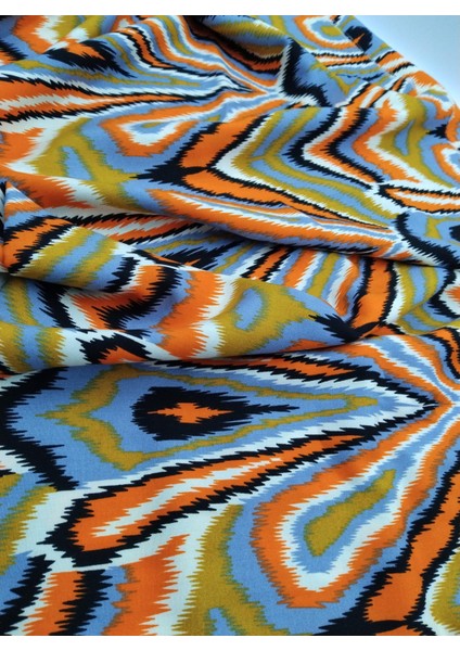 Canlı Ikat Desenli Pamuk-Viskoz Kumaş – Yumuşak, Nefes Alabilir ve Dökümlü | Elbise, Kimono, Etek, Bluz ve Gömlek Için | 150 cm Genişlik fırsatları