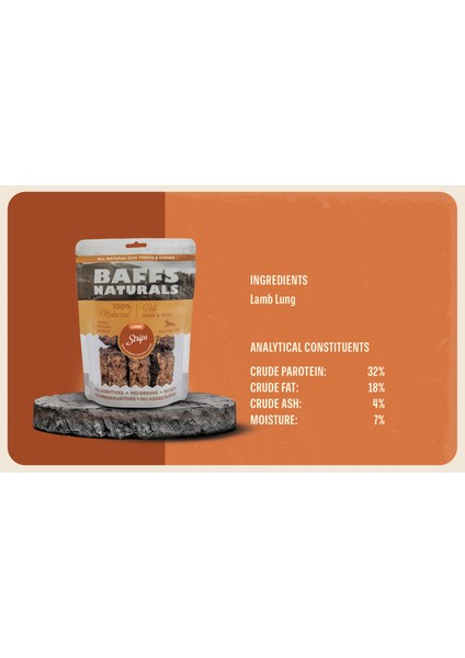 Baffs Naturals Kuzu Et Çubuğu %100 Doğal Köpek Ödül Maması 100 gr