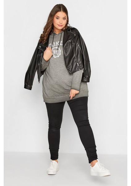 Büyük Beden Kapüşonlu Uzun Kollu Baskılı Sweatshirt 301145 fiyatları